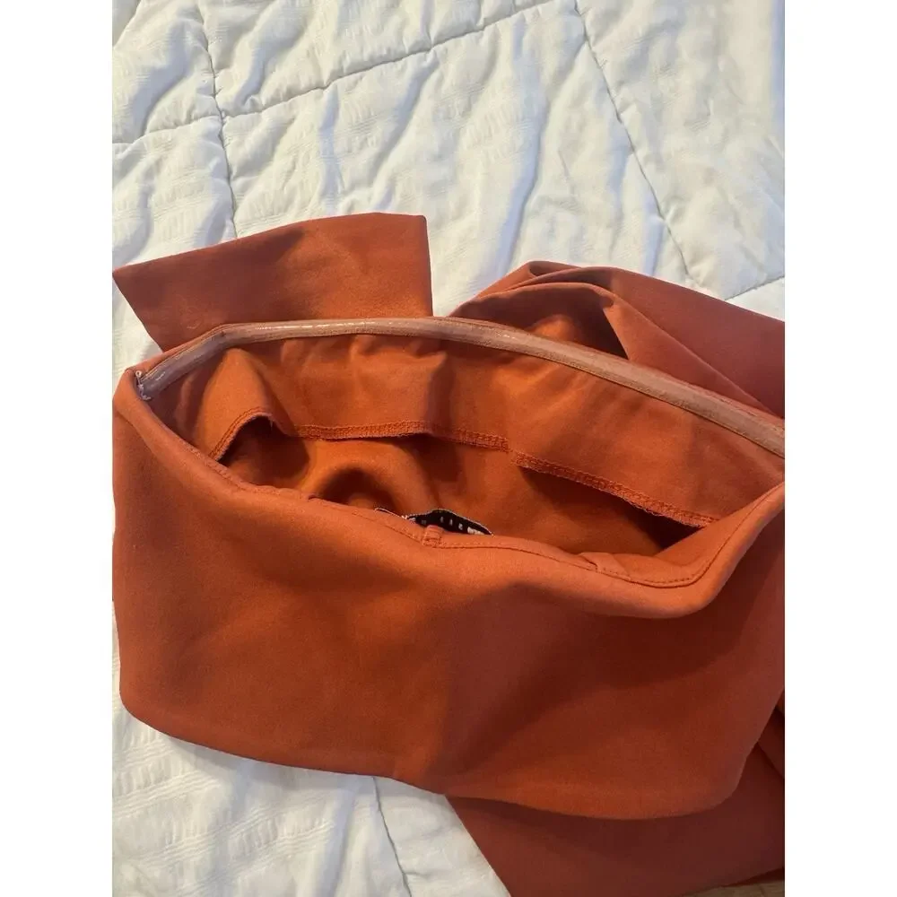 Asos Design Orange Strapless Midi Dress Satin Sculptural Women's Size 2 - Picture 7 of 9